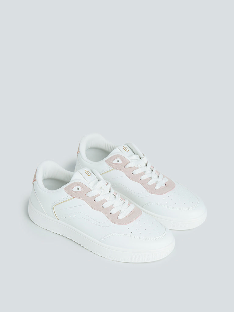 Luna Blu White Lace-Up Sneakers